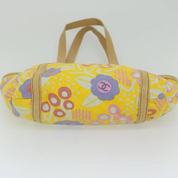 CHANEL Tote Bag Canvas Yellow CC Auth bs10328 - Picture 5 of 16